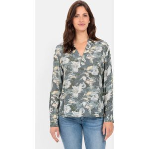 camel active Overslag blouse met opstaande kraag - Maat womenswear-XS - Kaki Grijs
