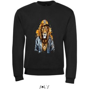 Sweatshirt 2-158an11 Leeuw met gouden kettingen - S