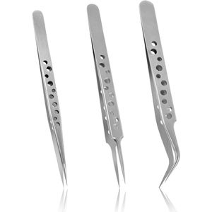 Set van 3 Antistatische Precisie Pincetten - Professionele Pincetset voor Wimperverlenging, Sieraden en Elektronica