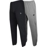 2-Pack Donnay - Joggingbroek met elastiek (Alec) - Sportbroek - Heren - Black/Silver-marl (252) - maat S