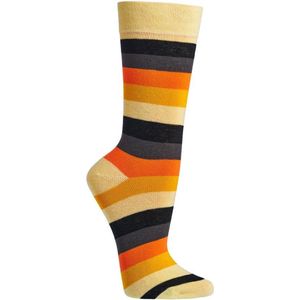 2 Paar biologisch katoenen sokken – naadloos – zachte boord – geel gestreept – maat 42/47
