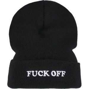 Mister Tee - Fuck Off Beanie Muts - Zwart/Wit