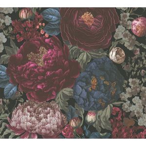 WEELDERIGE BLOEMEN BEHANG | Vintage - Rood Blauw Zwart Groen - Living Walls Michalsky 5