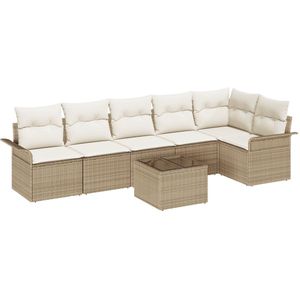 vidaXL - 7-Persoons - Tuin - Sofa - Set - met - Kussens - Bruin - Poly - Rattan