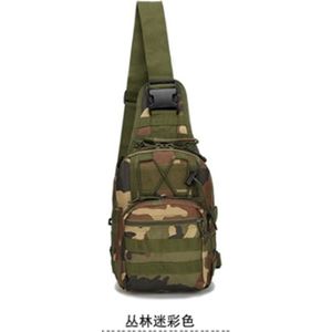 T24-A09 : Sling- schouder- buik- rug- draag- tas, Groene camouflage