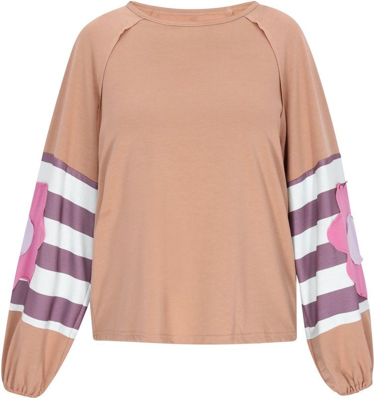 usha - FESTIVAL - Sweatshirt - Lichtbruin - Donkerlila - Wit