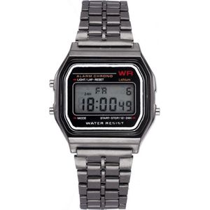Digitaal Retro Horloge - Staal - Zwart - 22 mm