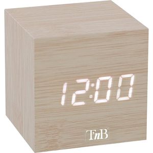 Digitale wekker met 3 programmeerbare alarmen, aanraak- of spraakactivatie, tijd- en temperatuurweergave, helderheid instelbaar - houten kleur