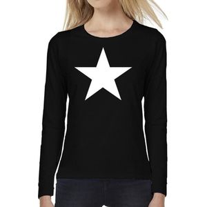 Ster tekst t-shirt long sleeve zwart voor dames - Ster shirt met lange mouwen XL