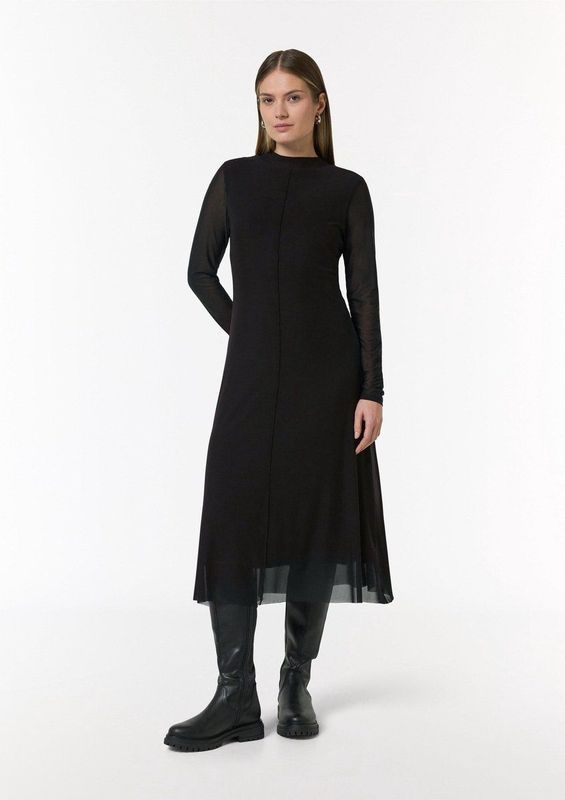 comma - Jurk - 9999 - Cocktailjurk - Lange Mouwen - Opstaande Kraag