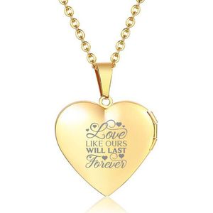 Fotohanger Met Ketting En Gravering - Hart - Love Like Ours Will Las Forever