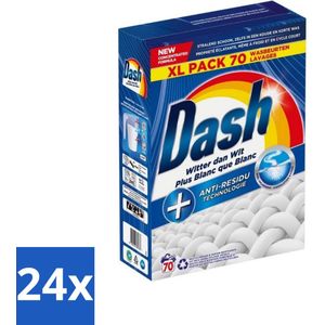 24 x Dash - Witter dan Wit - Snel Oplossend Waspoeder - Witte Was - 70 Wasbeurten - Waspoeder - Wit Was - Anti-residu - Wasmiddel - Energiebesparend