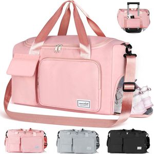 Reizen plunjezak, CS COSDDI 36L Weekendtas met trolleymouw, Droog & nat gescheiden sport sporttas Waterdichte boodschappentas Draagtas voor dames mannen Sport Gym Weekender Tote tas Ziekenhuistas, #1 Roze, Sporttas Sporttas Reistas