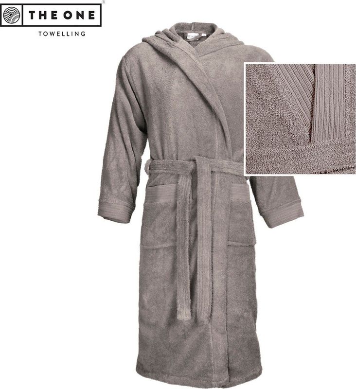 The One - Towelling Badjas - Taupe - Zachte Kamerjas met Capuchon - Vocht Absorberend - 100% Gekamd Badstofkatoen