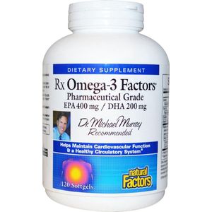 Natural Factors, Rx Omega-3 Factors, EPA 400 mg / DHA 200 mg, 120 softgels