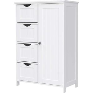 Trend24 Badkamerkast - Opbergkast - Ladekast - Dressoir - Opbergkast binnen - MDF - 55 x 30 x 81 cm - Wit