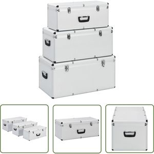 vidaXL - Opbergkoffers - Zilver - Set van 3 Aluminium Transportkoffers