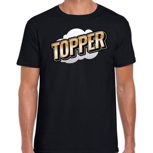 Toppers Fout Topper t-shirt in 3D effect zwart voor heren - fout fun tekst shirt / Toppers outfit S