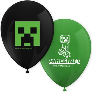 Minecraft Ballonnen - Feestartikelen Versiering Ballonpakket 8 stuks - Zwart groen