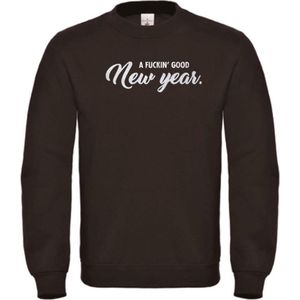 Foute kersttrui t-shirt zwart XXL - A fuckin' good new year - zilver glitter - soBAD. | Kleding | T-shirt unisex | T-shirt mannen | T-shirt dames | Kerst | Oud&nieuw | Nieuwjaar | glitter