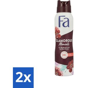 2 x Fa - Glamorous Moments - Deodorant Spray - Zwarte Orchidee - 150 ml - Deodorant - Zwarte Orchidee - Vegan Deodorant - Langdurige Bescherming - Fa Glamorous Moments