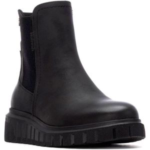 Refresh - 17321102 - Enkellaarsjes - Zwart - Plat - Ritssluiting - Casual