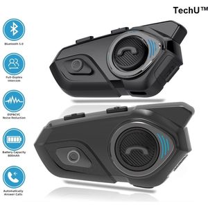 TechU™ 2 Stuks Handsfree Bluetooth Motor Communicatiesysteem – Motor Headset Helm – Bluetooth 5.0 – Waterdicht IP67 – Motorhelm Oproepen opnemen, Bellen & Muziek luisteren