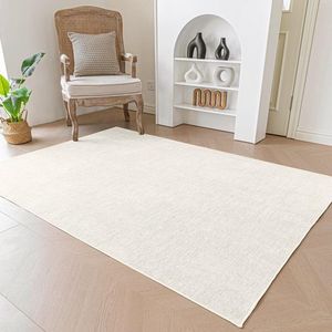 Zacht laagpolig vloerkleed van chenille voor woonkamer, antislip, beige - 120x160 cm