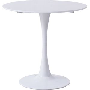 Moderne Eettafel - 4 Persoons Tafel - Hout - Wit - Rond - Industrieel - Koffietafel - Tafel - Tafeltje