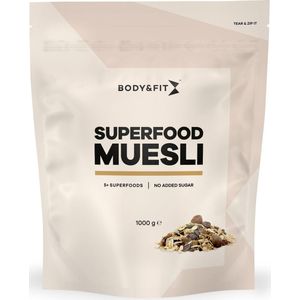 Body & Fit Superfoods Muesli - Ontbijtgranen - Rozijnen, Pitten, Zaden, Noten, Gedroogde Bessen, Cacao Nibs en Kokos - 1000 gram