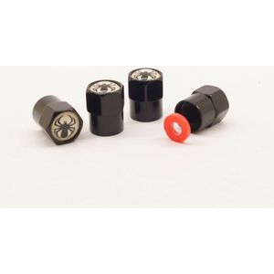 Schrader (auto) ventiel - Zwart spin aluminium met afdichting