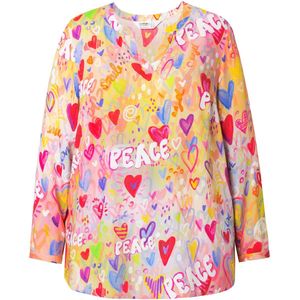 Angel of Style Angel of Style - Dames - Tuniek kleurig hartmotief lange mouw - Multicolor - Maat 52