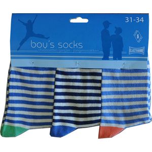 Jongens sokken - katoen 6 paar - summer15 - maat 23/26 - assortiment multicolor/blauw - naadloos