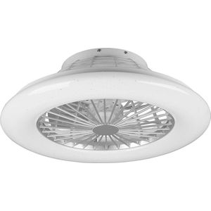 LED Plafondlamp met Ventilator - Plafondventilator - Trion Romina - 39W - Aanpasbare Kleur - Afstandsbediening - RGBW - Dimbaar - Rond - Mat Titaan - Kunststof