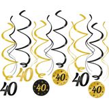 Hangdecoratie Swirls 40 jaar Classy 70x14cm | 6 stuks