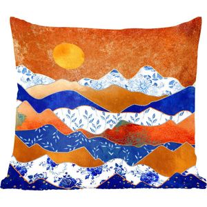 Sierkussens - Kussentjes Woonkamer - 50x50 cm - Goud - Delfts Blauw - Patronen