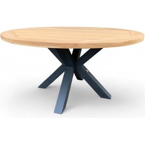 Tuintafel / Eettafel Cleve Teakhout Ø140 cm - Antraciet onderstel