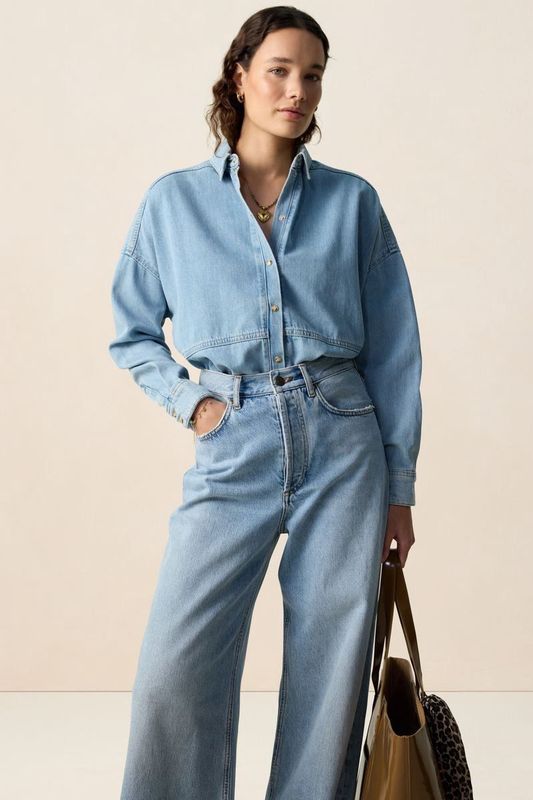 Sissy-Boy - Denim Blouse - Blauw - Lange Mouwen - Doorknoopsluiting