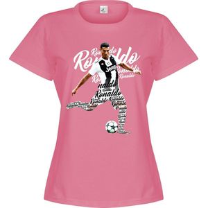 Ronaldo Script Dames T-Shirt - Roze - XXL