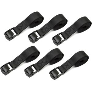 Bagageriemen - Transportriemen - 6-pack - Voor motor-, auto- en fietsendragers - Riemen van 50 cm x 2 cm - Zwart