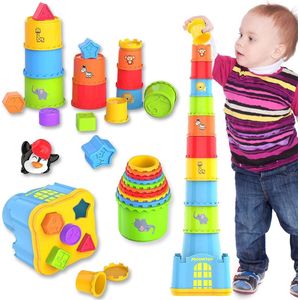 Speelgoed - 19 Stuks - Speelgoed 1+ Jaar - Stapelbekers - Educatief - Babyspeelgoed