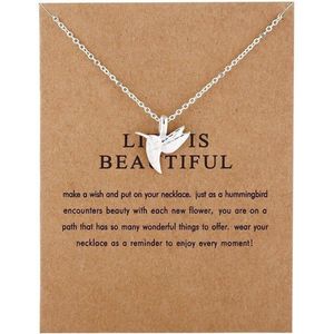 Kasey Life Is Beautiful - Kolibrie hanger aan ketting  Hummingbird - Zilverkleurig