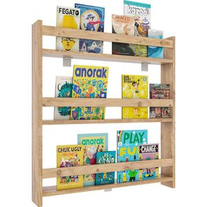 VCM Houten Kinderboekenkast Kindermuur Hangende Plank Wandplank Kidos Houten Kinderboekenkast Kindermuur Hangende Plank Wandplank Kidos