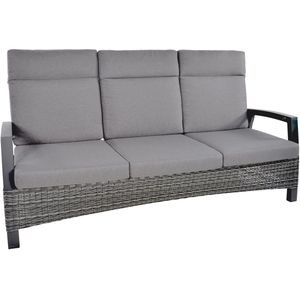 Loungebank - 194,5x80x102 cm - Aluminium - Wicker Grijs/Antraciet