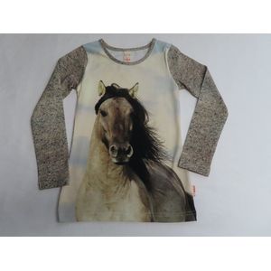 T- shirt met lange mouw - Meisje - Ecru , beige , groen , 5 / 6 jaar 110/116