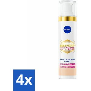 4 x NIVEA - Cellular LUMINOUS630 CC Crème Licht - Gekleurde Dagcrème - Tegen Pigmentvlekken - SPF 30 - 40 ml - Gekleurde Dagcrème - Anti-pigmentvlekken - CC Cream - NIVEA Cellular LUMINOUS630 - SPF 30