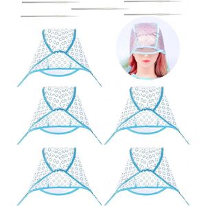 Highlight Cap - 5 stuks - Herbruikbare Haarkleur Markering Tipping Cap - Haar Highlighting cap - Blondeermuts - met metalen naald - blauw - Haar Highlighting Kit