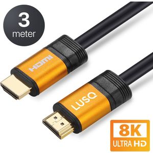 LUSQ® - Premium HDMI Kabel 2.1 - Ultra HD High Speed 8K - HDMI naar HDMI - Xbox Series X & PS5 - 3 meter - Oranje