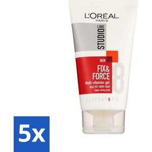 5 x L'Oréal Paris - Studio Line Essentials - Fix & Force - Gel - Super Strong - 150 ml - Studio Line - Haar Styling - Haarproducten - Haarverzorging