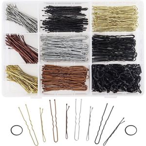 Haarspeldenset 420 Stuks - Metalen Golfvorm, Haarklemmen en U-haarklemmen met Opbergdoos voor Meisjes en Kinderen